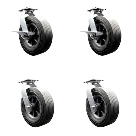 Service Caster BBQ Smoker Grill Flat-Free All Terrain 10'' Caster Wheel Set, 4PK SMOK-SCC-100S1030-SNB-SLB-BSL-2-BSL2